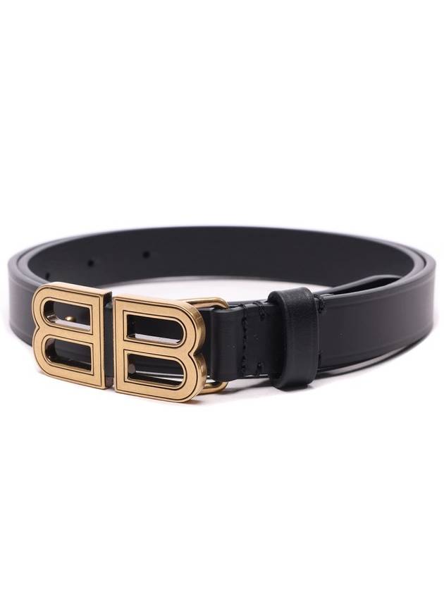 Luxury Balenciaga Hourglass Thin Leather Belt Black
