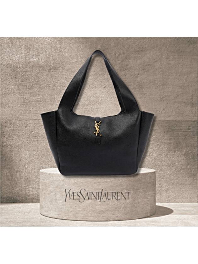 Luxury Saint Laurent Bea Grained Leather Tote Bag Black