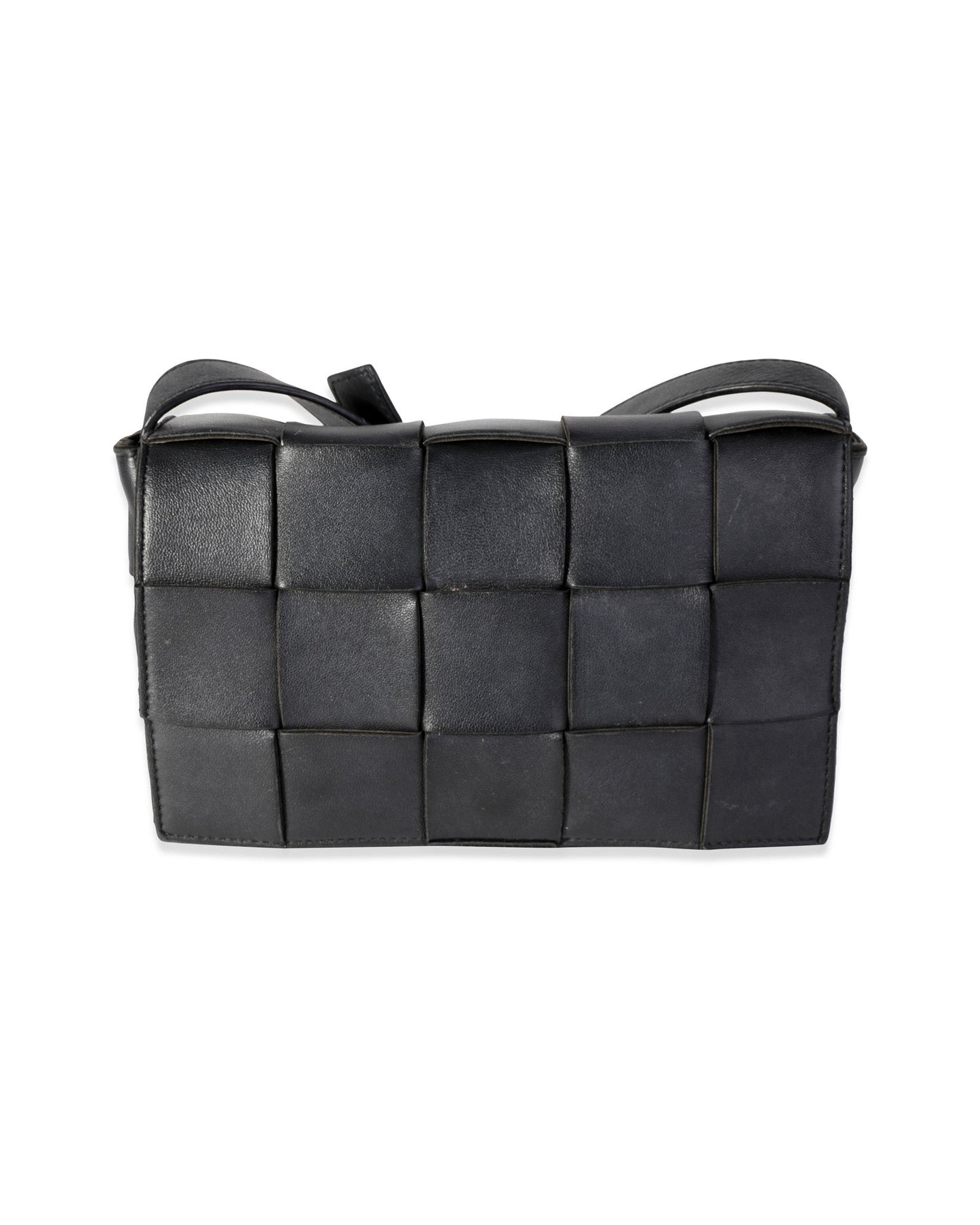 Luxury Bottega Veneta Black Intrecciato Calfskin Cassette Bag