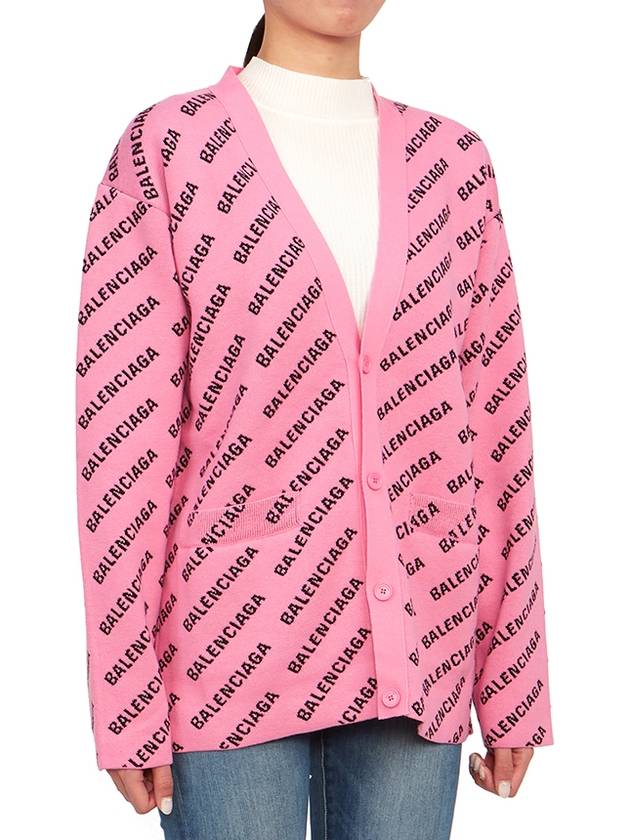 Luxury Balenciaga All-Over Logo Cardigan Pink