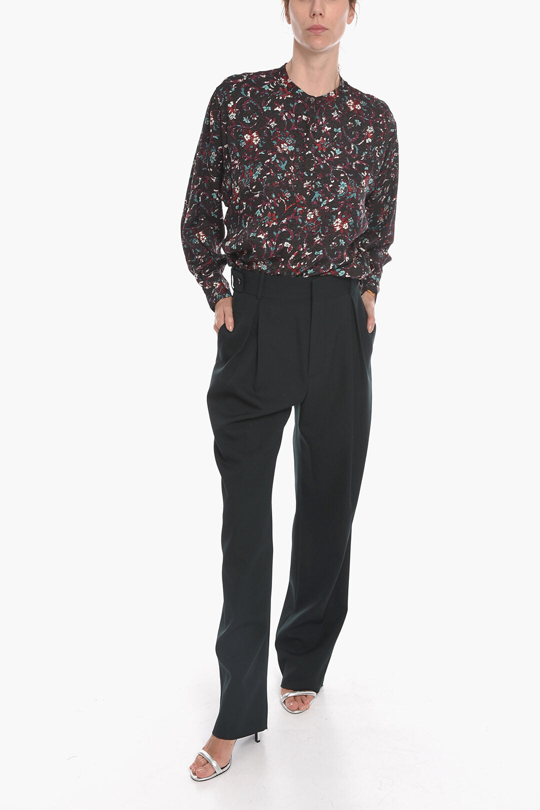 Luxury Bottega Veneta Gros-grain Wool Tailored Pants with Single Pleat