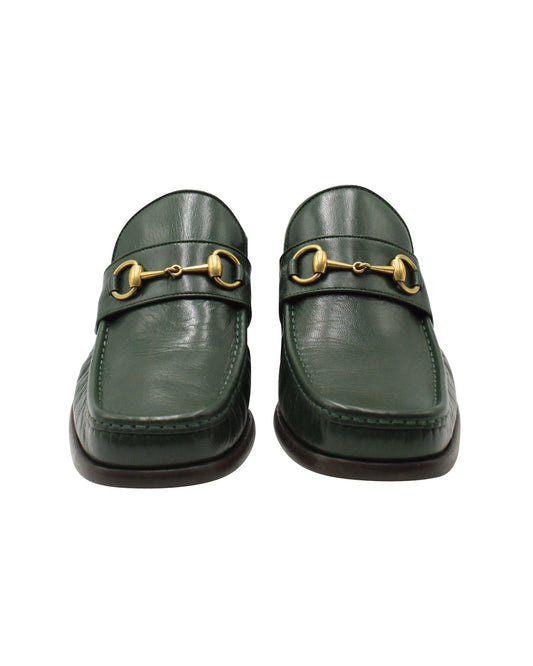 Luxury Gucci Trending 2025 Horsebit Loafers in Dark Green Calf Leather