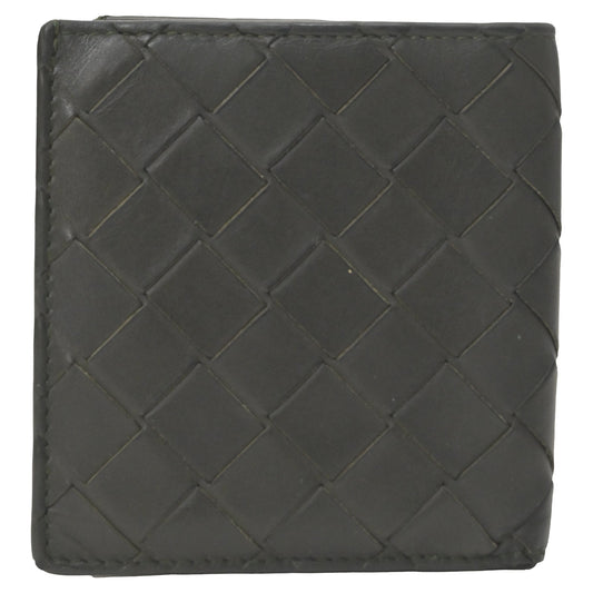 Luxury Bottega Veneta Bi-Fold Wallet in Black Intrecciato Leather