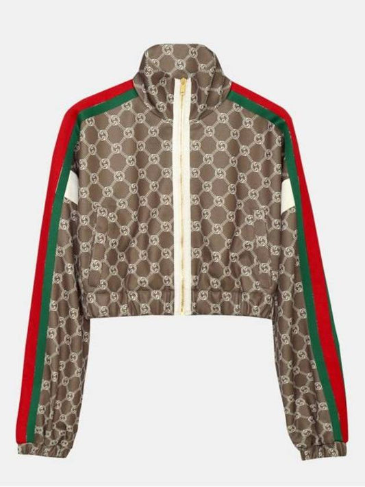 Luxury Gucci Trending 2025 Interlocking G Zip-up Crop Jacket Brown