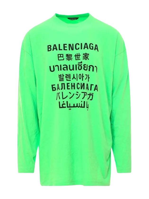 Luxury Balenciaga Color Language Long-Sleeved T-Shirt Green