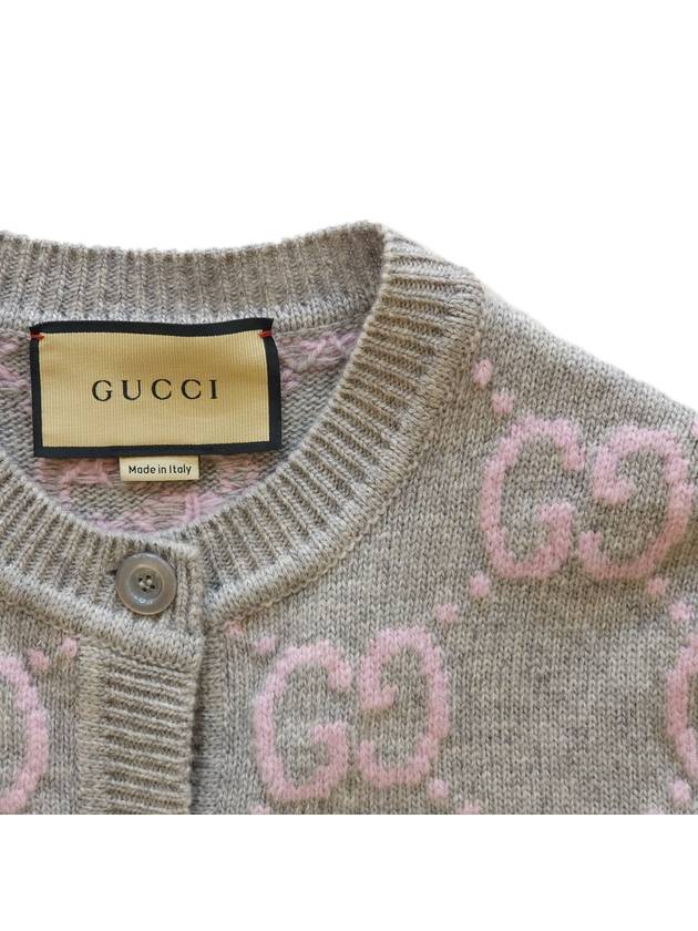 Luxury Gucci Trending 2025 GG Knit Wool Cardigan Light Grey Pink