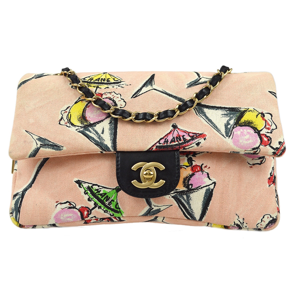 Luxury Chanel Cruise 2003-2004 Parfait Printed Flap Bag Medium