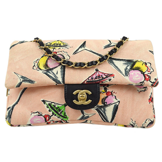 Luxury Chanel Cruise 2003-2004 Parfait Printed Flap Bag Medium