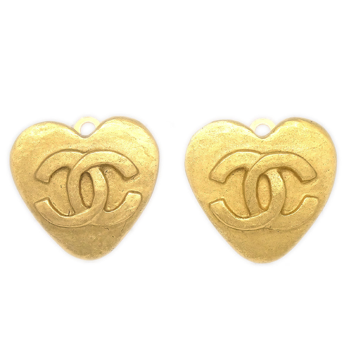 Luxury Chanel 1995 Heart Earrings Gold Small