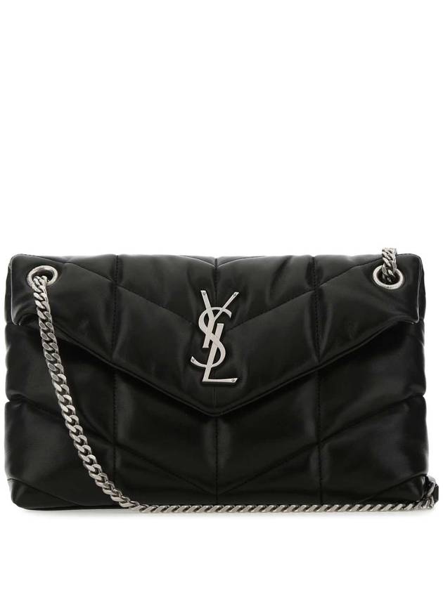 Luxury Saint Laurent Puffer Quilted Lambskin Small Chain Shoulder Bag Black