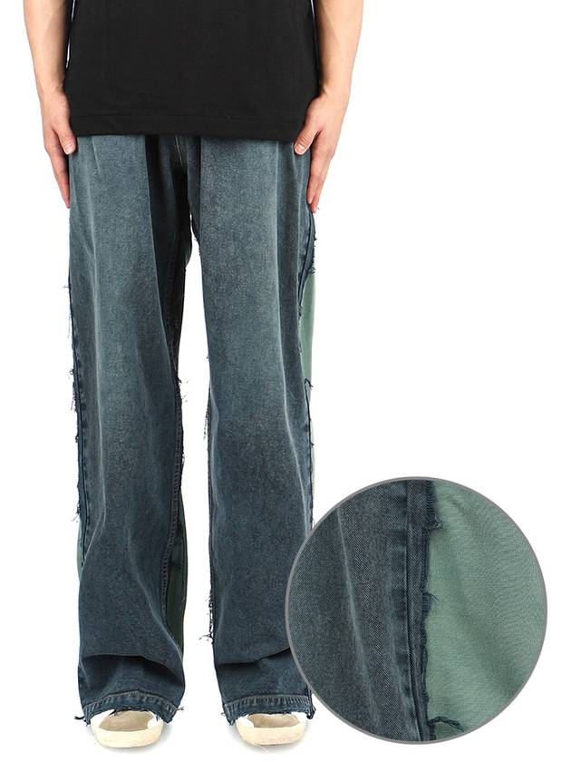 Luxury Balenciaga Wide Leg Panelled Jeans Blue