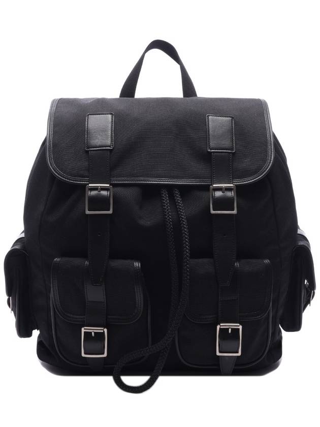 Luxury Saint Laurent Buckle 4 Pocket Backpack Black
