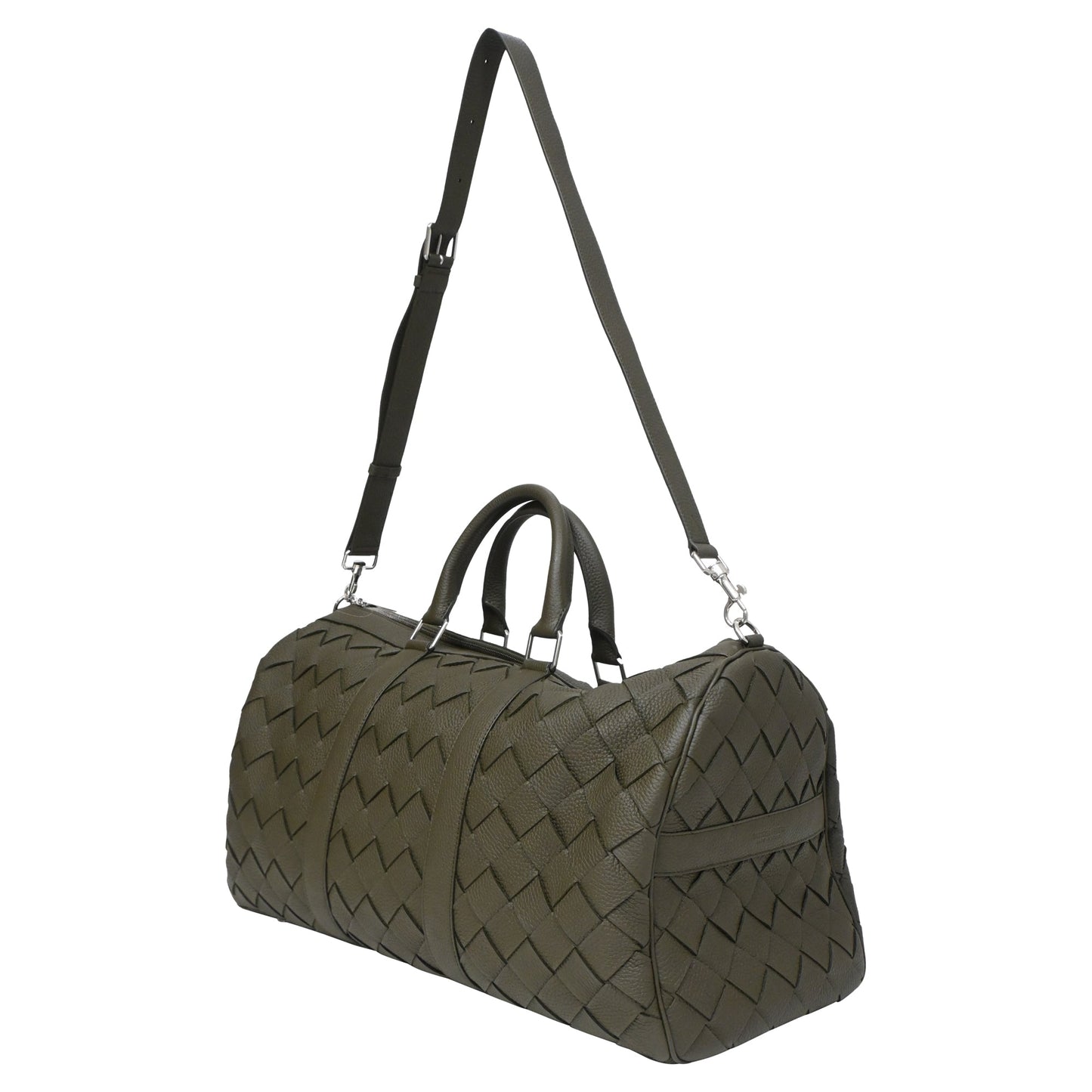 Luxury Bottega Veneta Intrecciato Cabin Duffle Bag in Olive Calf Leather