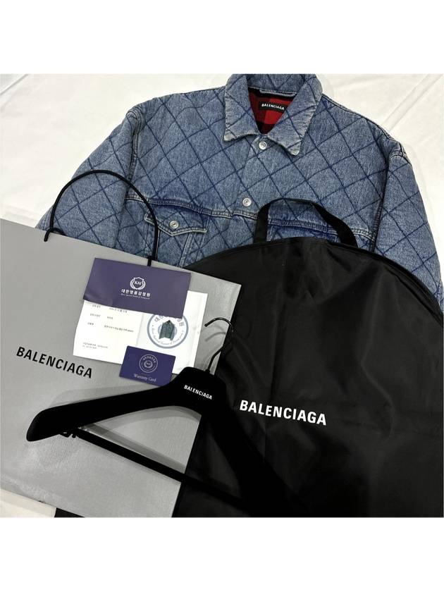Luxury Balenciaga 46 Men s Jacquard Oversized Quilted Padded Denim Trucker Jacket