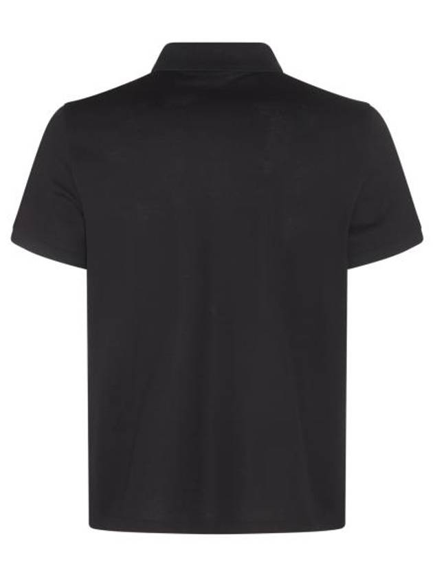 Luxury Saint Laurent Men's Monogram Cotton Short Sleeve Polo Shirt Black