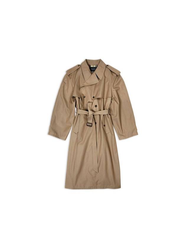 Luxury Balenciaga Women's Oversized Shoulder Tab Trench Coat Beige