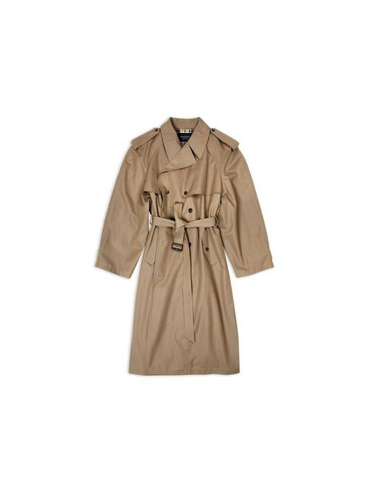 Luxury Balenciaga WoMen's Oversized Shoulder Tab Trench Coat Beige