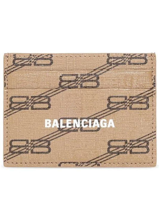 Luxury Balenciaga BB Monogram Card Wallet Brown