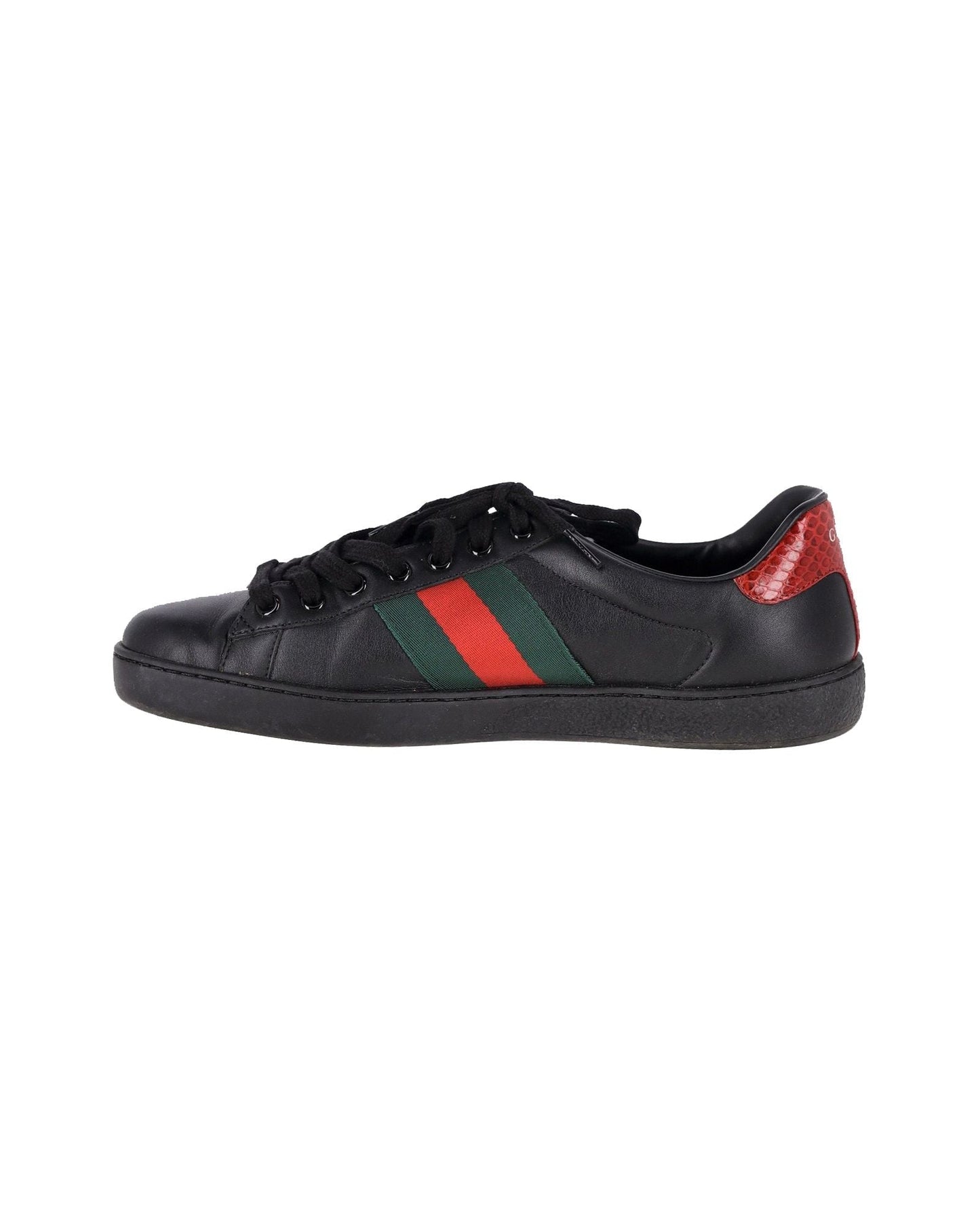 Luxury Gucci Trending 2025 Ace Sneakers with Python Embossed Panel in Black Leather