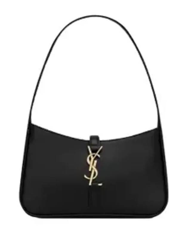 Luxury Saint Laurent LE 5A 7 Small Smooth Leather Hobo Shoulder Bag Black