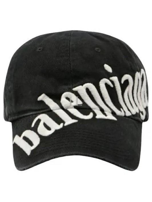 Luxury Balenciaga Diagonal Logo Ball Cap Black