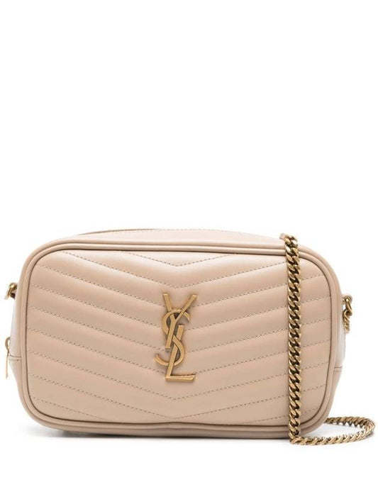 Luxury Saint Laurent Lou Small Leather Cross Bag Beige