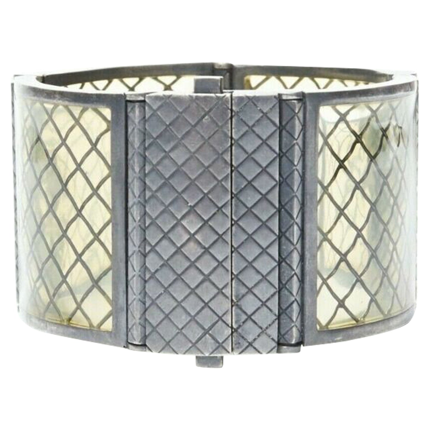 Luxury Bottega Veneta silver pale plexi cuff bracelet