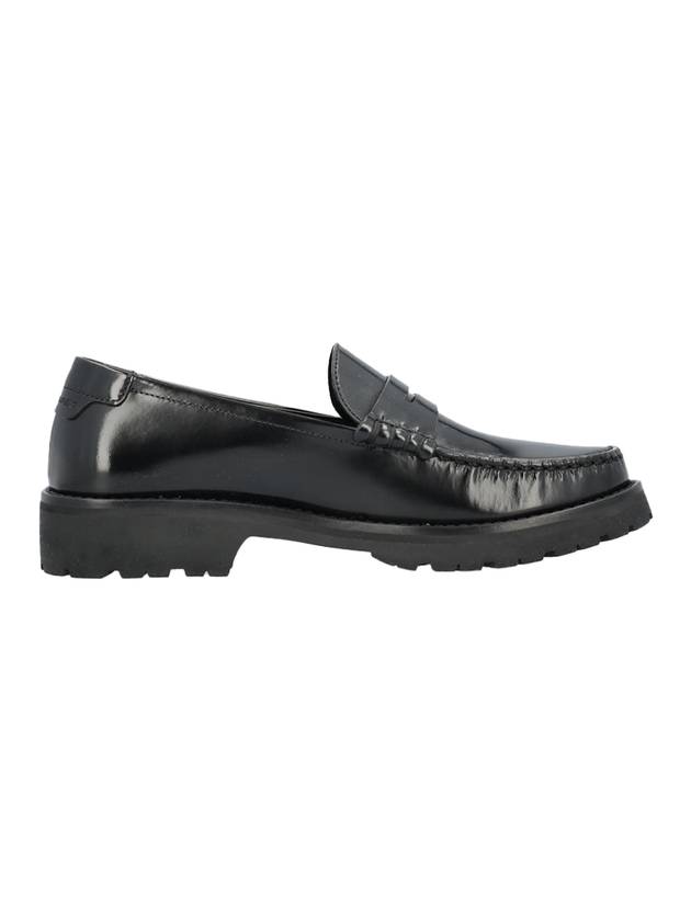 Luxury Saint Laurent Women's Chunky Penny Slippers Smooth Leather Loafers Black