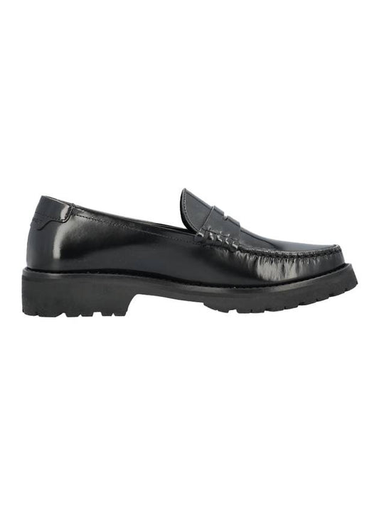 Luxury Saint Laurent Women's Chunky Penny Slippers Smooth Leather Loafers Black