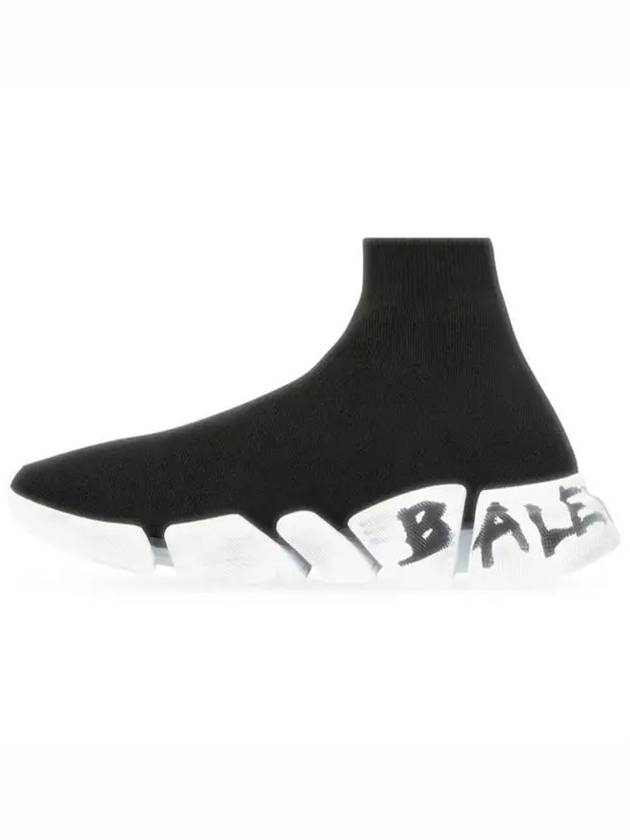 Luxury Balenciaga Speed 2.0 Graffiti Knit High Top Sneakers Black