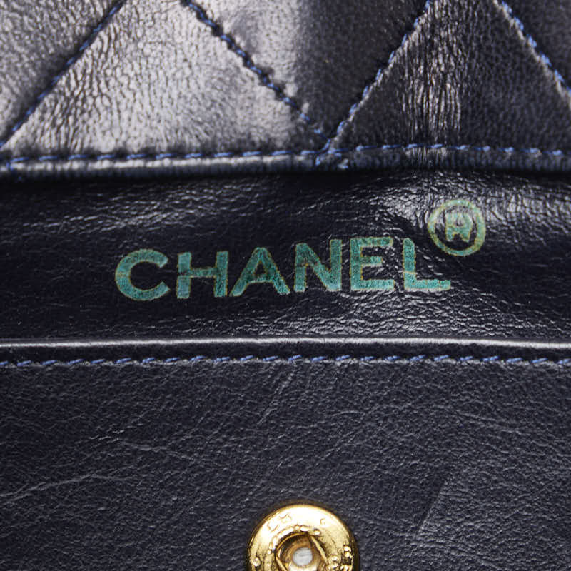 Chanel Matrases Turton Chain Shoulder Bag Navy White G Leather  Chanel