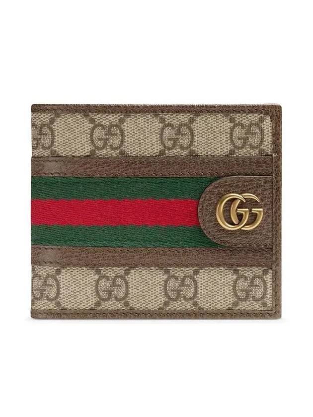 Luxury Gucci Trending 2025 Ophidia GG Half Wallet Beige Ebony