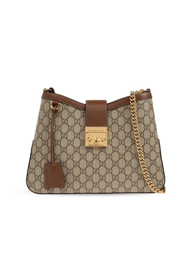 Luxury Gucci Trending 2025 Padlock GG Supreme Medium Shoulder Bag Brown Beige