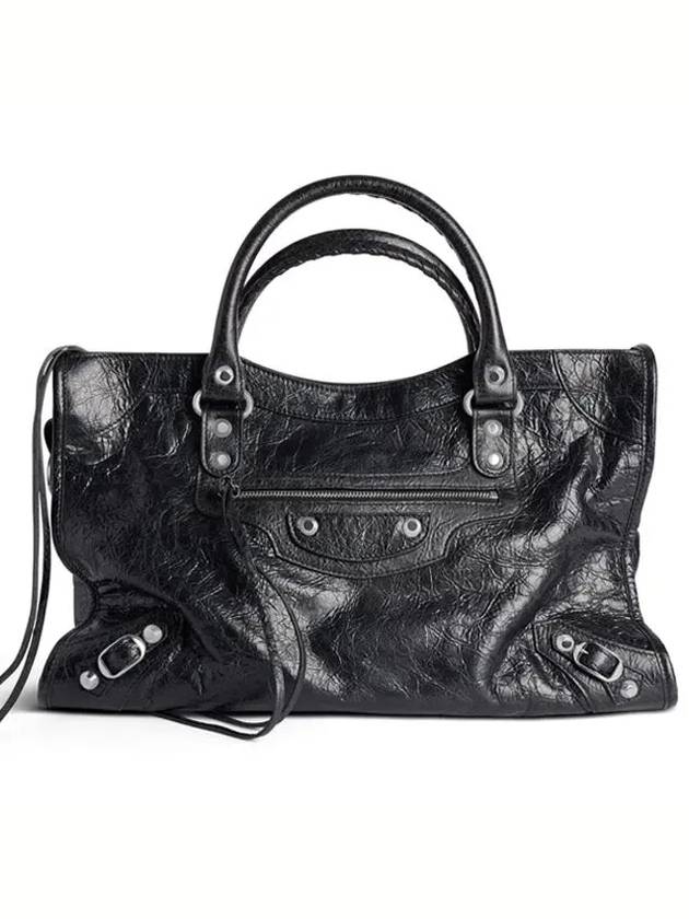 Luxury Balenciaga Le City Medium Leather Tote Bag Black