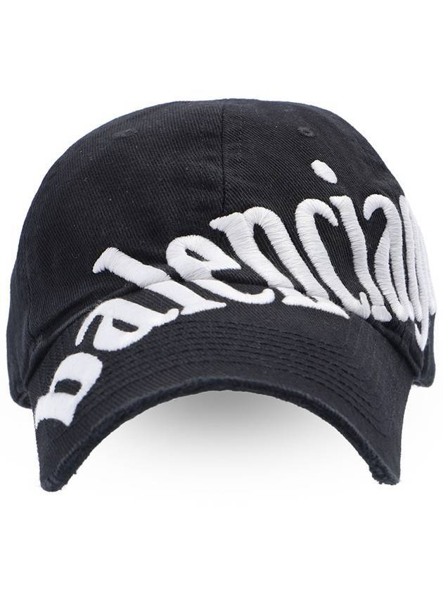 Luxury Balenciaga diagonal logo ball cap black