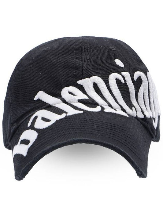 Luxury Balenciaga diagonal logo ball cap black