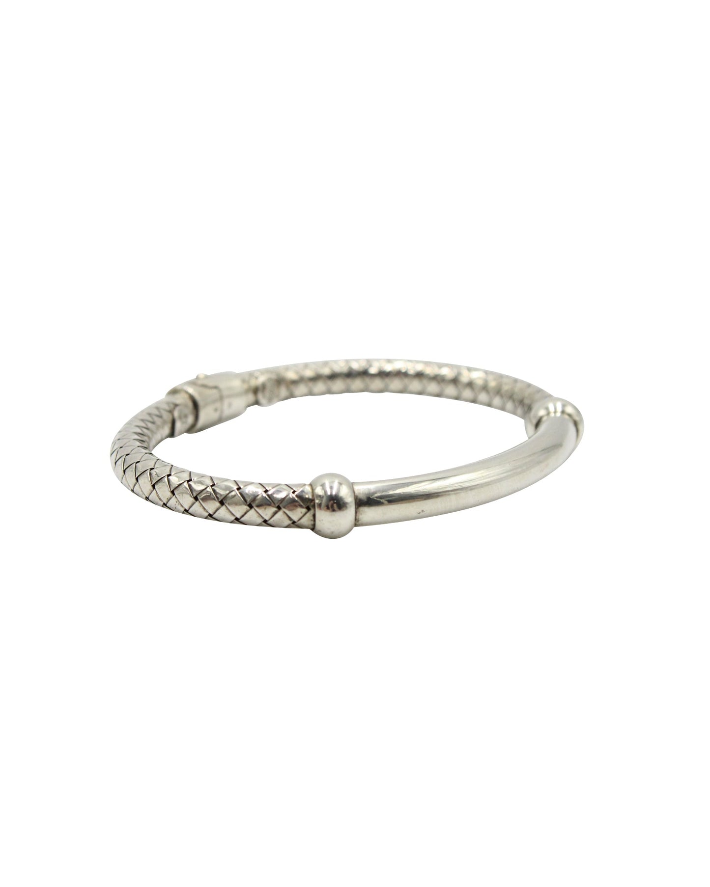 Luxury Bottega Veneta Intrecciato Bracelet in Silver Metal