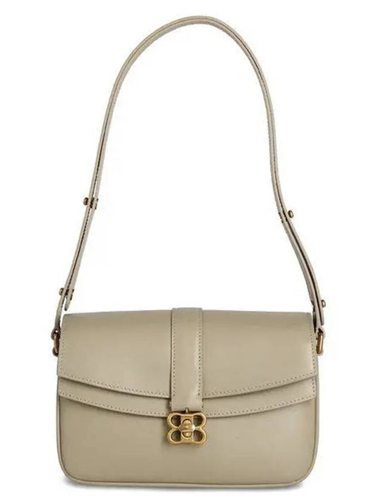 Luxury Balenciaga WoMen's BB Buckle Flap Shoulder Bag Beige