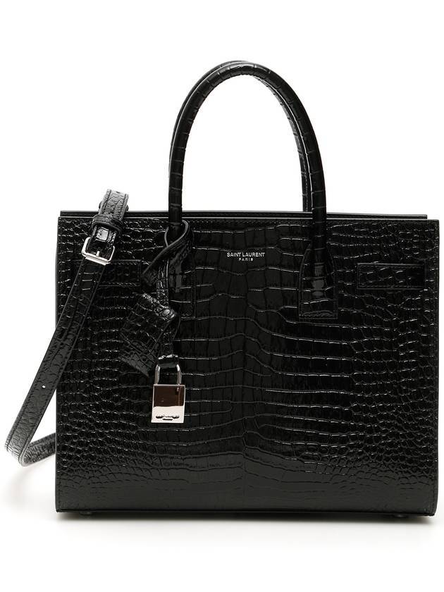 Luxury Saint Laurent Sac De Jour Crocodile Tote Bag Black