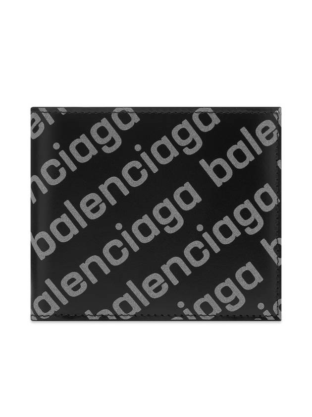 Luxury Balenciaga Reflected Logo Half Wallet Black