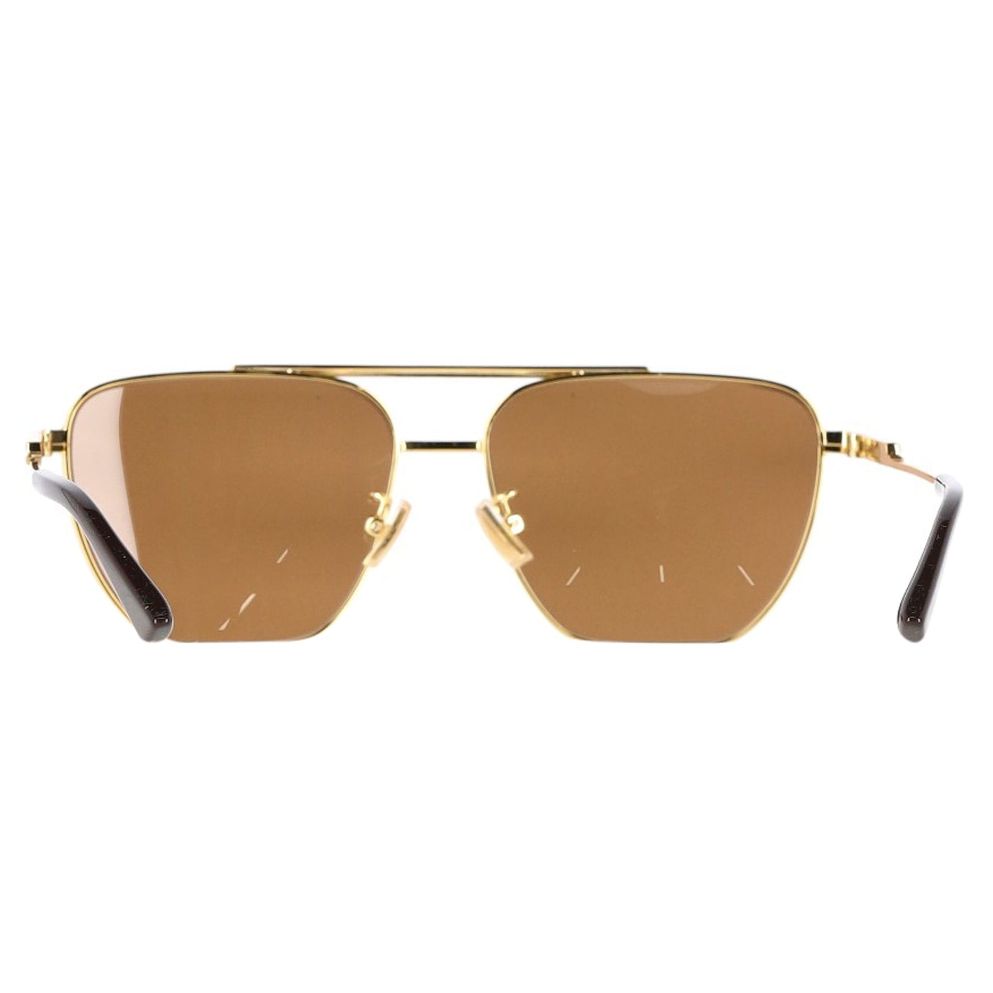 Luxury Bottega Veneta BV1236S Rimmed Aviator Sunglasses in Gold Metal