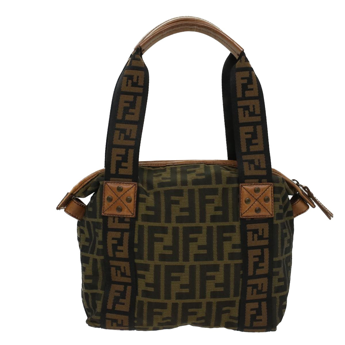 Luxury FendiZucca Canvas Hand Bag Black Brownfm2664