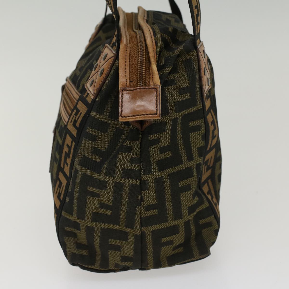 Luxury FendiZucca Canvas Hand Bag Black Brownfm2664
