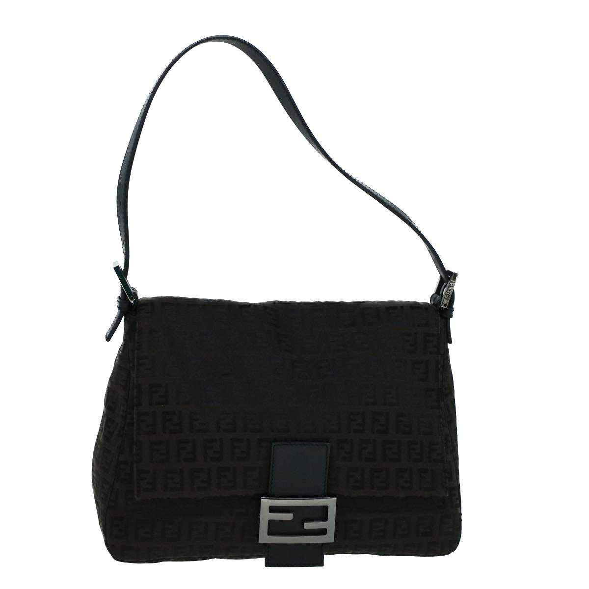 Luxury FendiZucchino Canvas Shoulder Bag Dark Brownfm2755
