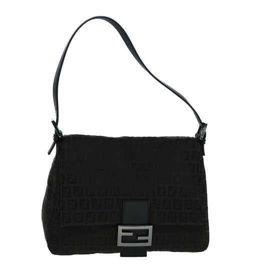 Luxury FendiZucchino Canvas Shoulder Bag Dark Brownfm2755