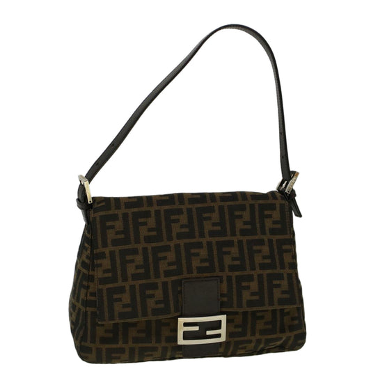 Luxury FendiZucca Canvas Mamma Baguette Shoulder Bag Brownfm2915