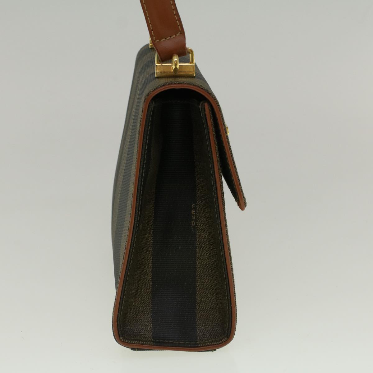 Luxury FendiPecan Canvas Hand Bag Coated Canvas 2way Brownfm2917