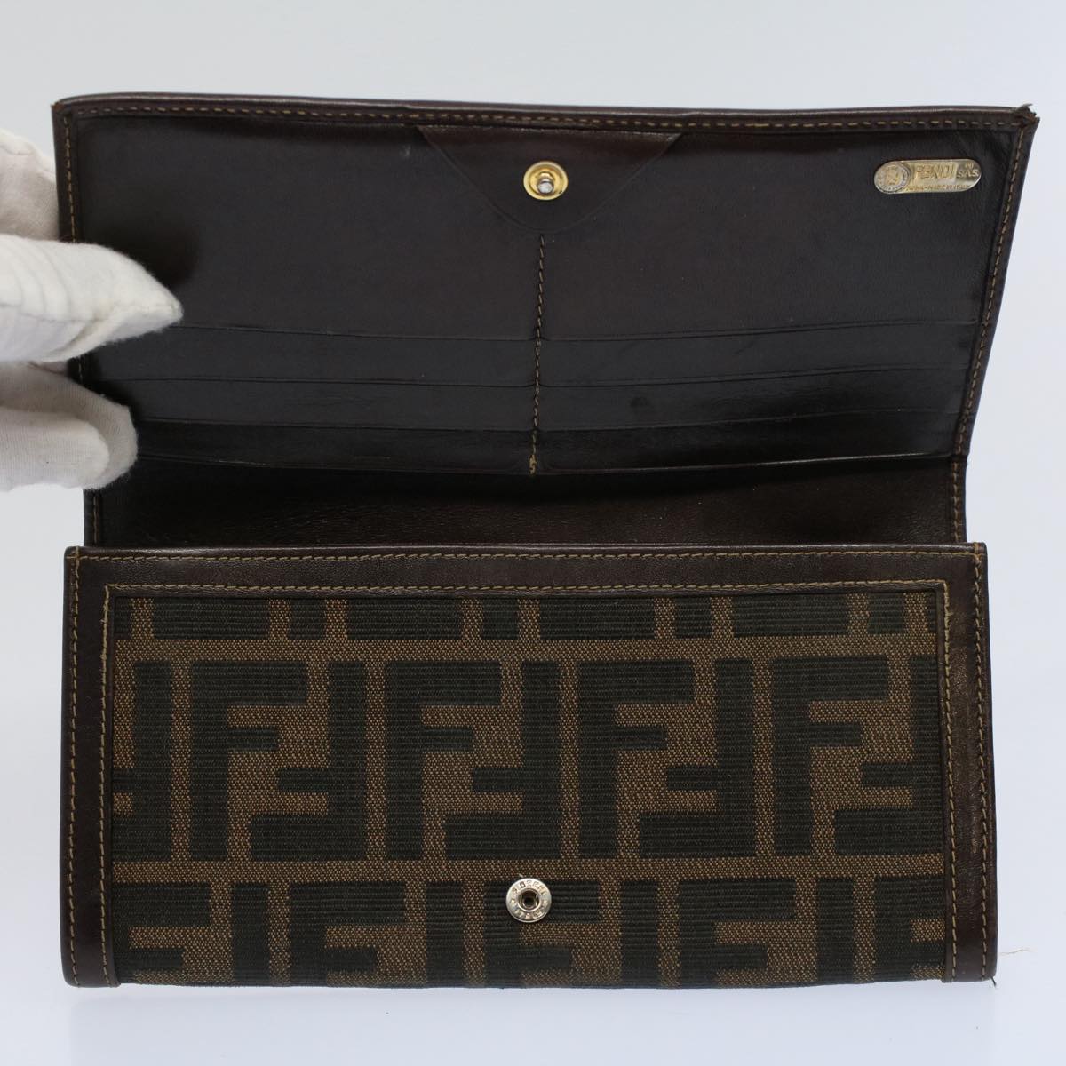 Luxury FendiZucchino Pequin Canvas Wallet Nylon 9Set Beige Blackfm2985