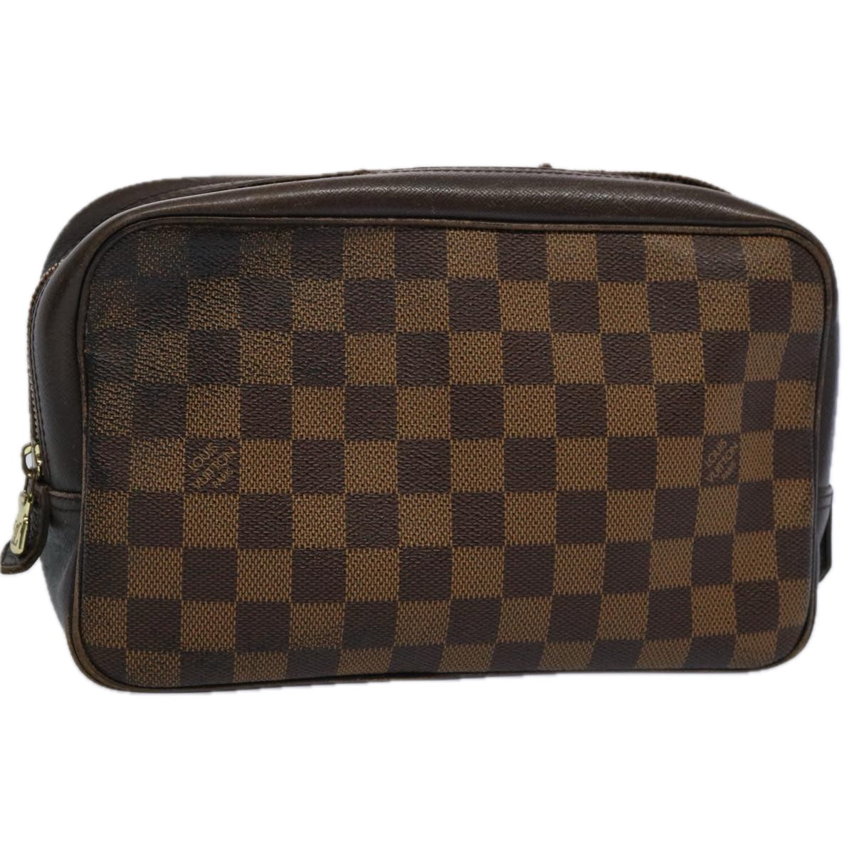 LOUIS VUITTON Damier Ebene Trousse Toilette Clutch Bag N47623 LV fm3005