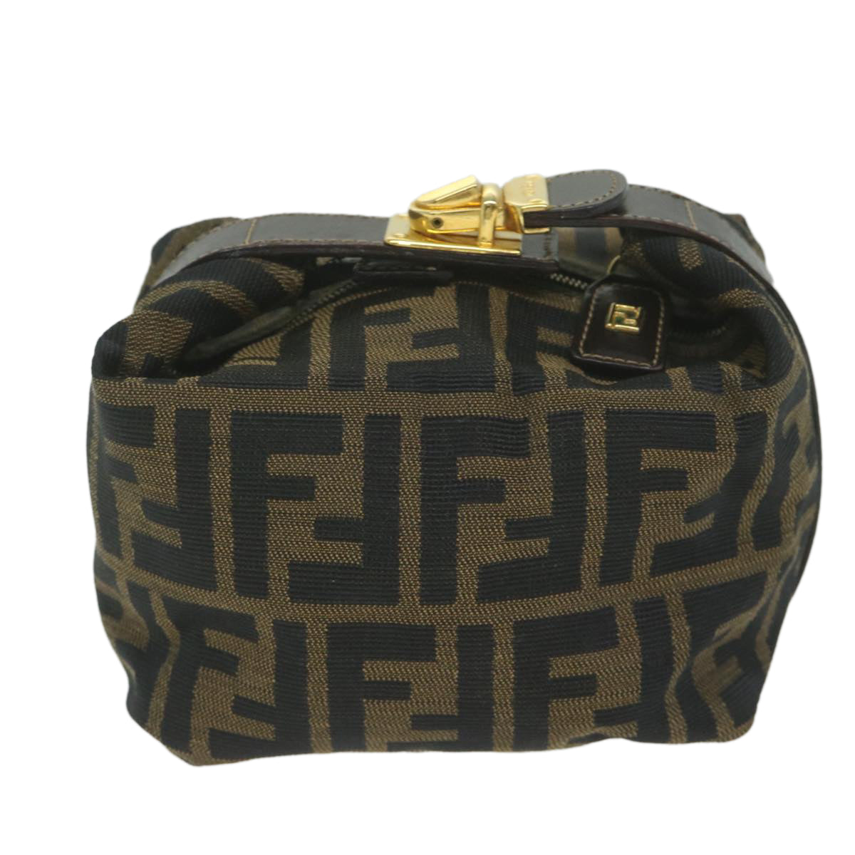 Luxury FendiZucca Canvas Hand Bag Black Brownfm3015